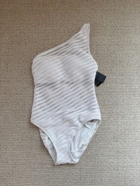 Ralph Lauren White One-Shoulder Swimsuit NWT Size 10
